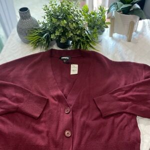 Express Red Cardigan Sweater Classic Knit